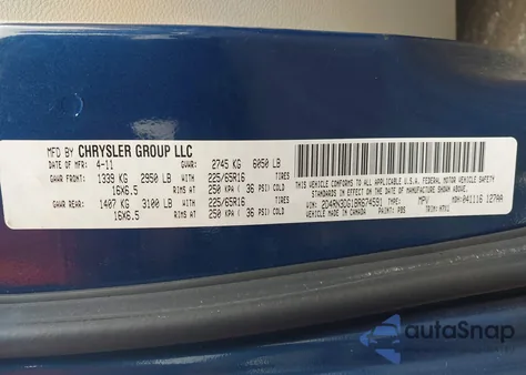 2011 Dodge Grand Caravan Mainstreet z USA, uszkodzony, nr VIN 2D4RN3DG1BR674591